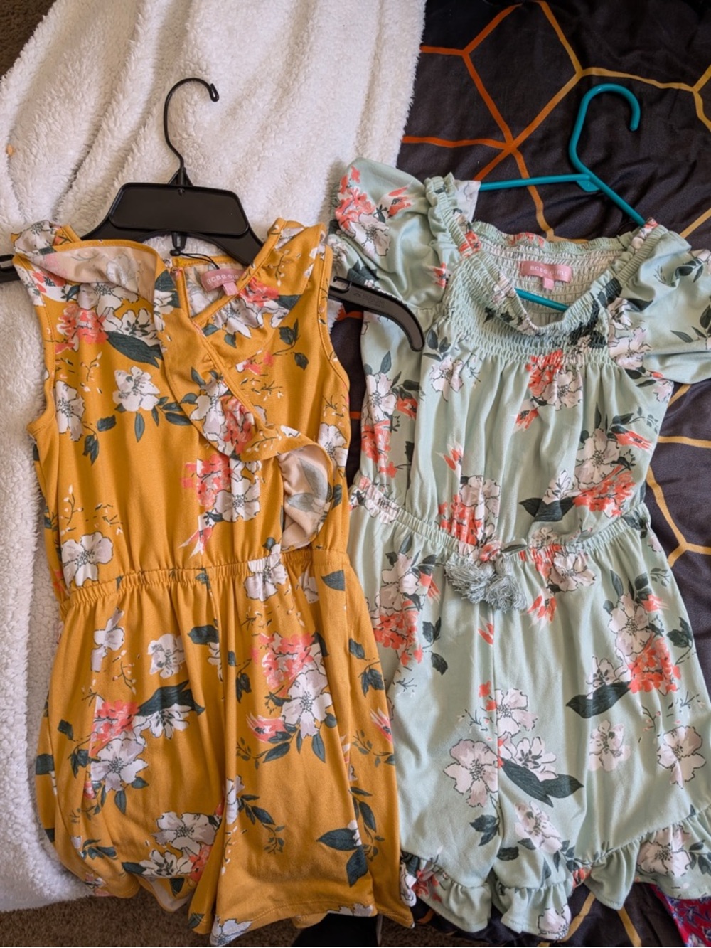 Girls Summertime Floral Rompers